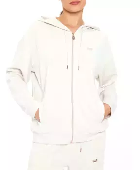 Толстовка белого песочного цвета с молнией цвета розового золота. Emporio Armani Ea7, белый