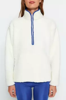 Толстовка - Белый - Классический крой Trendyol, белый