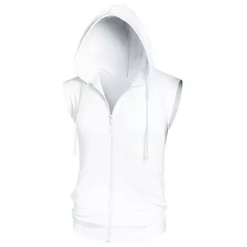 Толстовка без рукавов для мужчин, толстовка с капюшоном и шнурком на молнии, жилет Lars Amadeus, белый