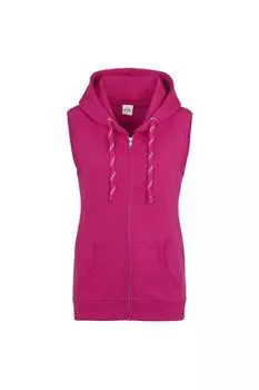 Толстовка без рукавов с молнией и полной молнией Just Hoods Girlie AWDis, розовый