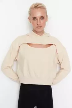 Толстовка - Бежевый - Классический крой Trendyol, бежевый