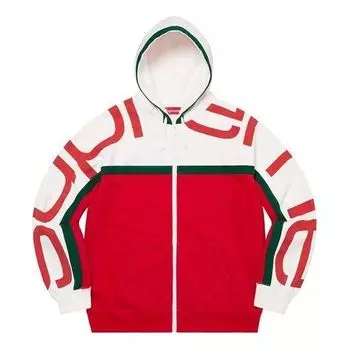 Толстовка big logo paneled zip up hooded sweatshirt 'red white' Supreme, красный