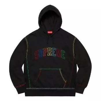 Толстовка big stitch hooded sweatshirt 'black' Supreme, черный