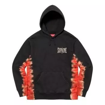 Толстовка bleached hooded sweatshirt 'black orange' Supreme, черный