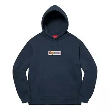 Толстовка bling box logo hooded sweatshirt 'navy white' Supreme, синий