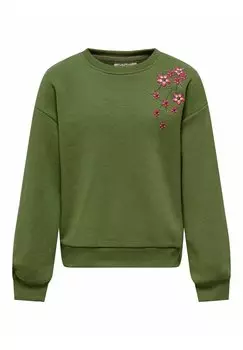 Толстовка Blumenverziertes Kids ONLY, цвет winter moss