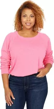 Толстовка bobi Los Angeles Sustainable Slub Terry Elastic Hem Long Sleeve Top, цвет Hot Pink