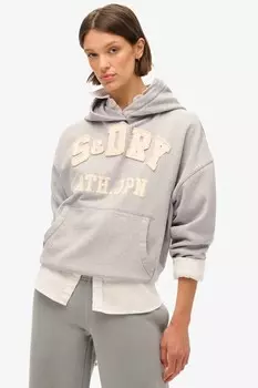 Толстовка большого размера с аппликацией в спортивном стиле Superdry, серый