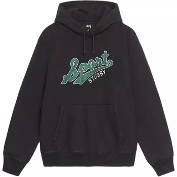 Толстовка большого размера с атласными нашивками Stussy, черный