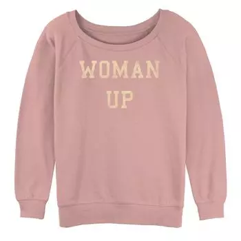 Толстовка большого размера с золотистым и ярким графическим рисунком "Woman Up" для юниоров Licensed Character