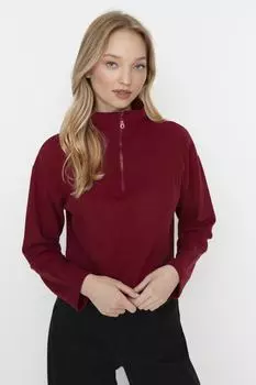 Толстовка - Бордовый - Классический крой Trendyol, бордовый