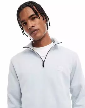 Толстовка Boss Orange с застежкой-молнией на четверть оборота, светло-серого цвета