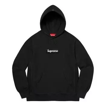 Толстовка box logo hooded sweatshirt 'black white' Supreme, черный
