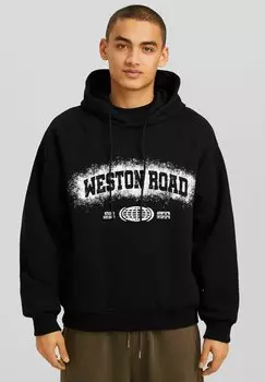 Толстовка Boxy Fit Bershka, черный