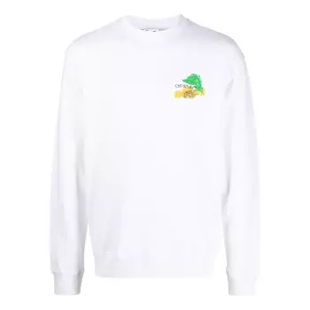 Толстовка brush arrow slim crew neck sweatshirt 'white' Off-White, белый