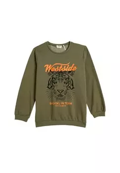 Толстовка BRUSHED INTERIOR LONG SLEEVE CREW NECK TIGER PRINTED Koton, цвет khaki