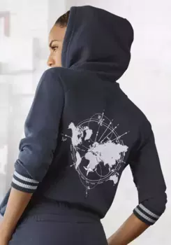 Толстовка Buffalo с капюшоном и принтом на спине, костюм для отдыха, цвет морской волны