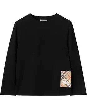 Толстовка Burberry Kids Kooper EKD Label T-Shirt, черный