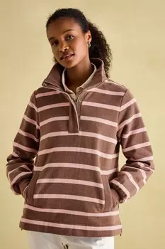 Толстовка Burnham с воротником воронкой и застежкой на четвертную молнию Joules, розовый