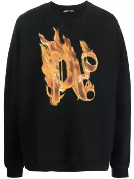 Толстовка Burning с монограммой PALM ANGELS, черный