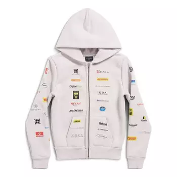Толстовка business english zip-up hoodie 'off white' Balenciaga, белый