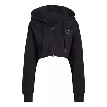 Толстовка by stella mccartney cropped hoodie 'black' Adidas, черный