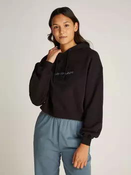 Толстовка CALVIN KLEIN JEANS CHENILLE Cropped Fit, черный