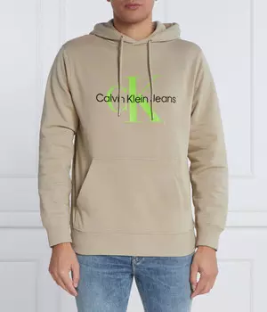 Толстовка Calvin Klein Jeans Regular Fit, бежевый / салатовый