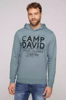 Толстовка CAMP DAVID с капюшоном, хлопок, серый