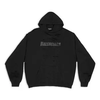 Толстовка caps destroyed hoodie 'black' Balenciaga, черный