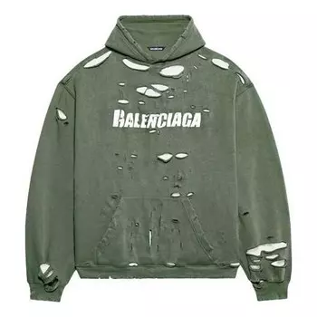 Толстовка caps destroyed hoodie 'green' Balenciaga, зеленый