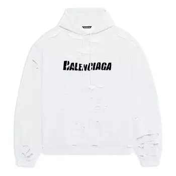 Толстовка caps destroyed hoodie 'white' Balenciaga, белый