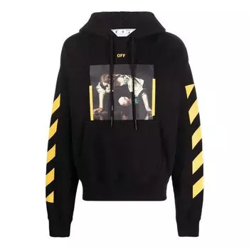 Толстовка caravaggio print hoodie 'black yellow' Off-White, черный