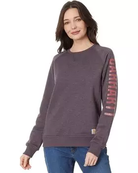 Толстовка Carhartt Relaxed Fit Midweight Crew Neck Block Logo Sleeve Graphic, цвет Blackberry Heather