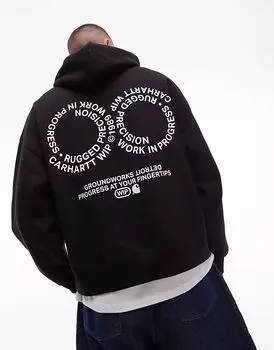 Толстовка Carhartt WIP с принтом и ротацией в черном цвете