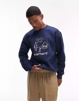 Толстовка Carhartt WIP «шедевр» темно-синего цвета