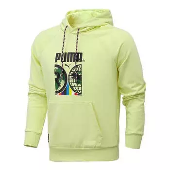 Толстовка casual graphic hoodie 'green black' Puma, желтый