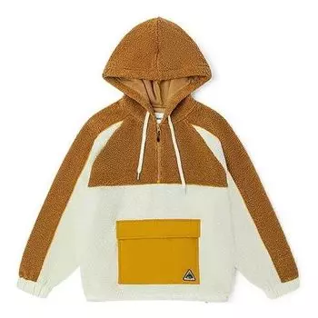 Толстовка casual half-zip hoodie 'brown white' Vans, коричневый