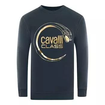 Толстовка Cavalli class в морском стиле со змеиным логотипом Cavalli Class, синий