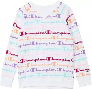 Толстовка Champion Aop Layered Script Fleece Crew, белый