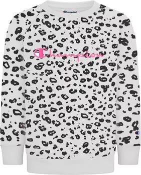 Толстовка Champion Leopard Aop Crew, цвет White/Black/White Aop