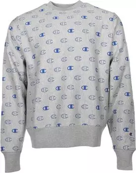 Толстовка Champion Reverse Weave Crew - Tossed C Logos All Over Print, цвет C Logo Spaced Oxford Grey