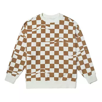 Толстовка checkerboard hoodie 'brown white' Vans, коричневый