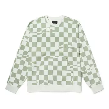 Толстовка checkerboard hoodie 'green white' Vans, зеленый