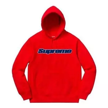 Толстовка chenille hooded sweatshirt 'red navy' Supreme, красный