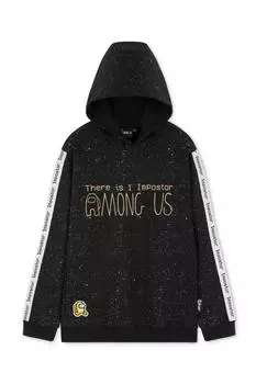 Толстовка через голову с принтом по всей поверхности Among Us, черный