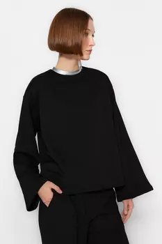 Толстовка - Черный - Классический крой Trendyol, черный