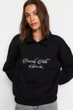 Толстовка - Черный - Oversize Trendyol, черный