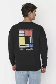 Толстовка - Черный - Oversize Trendyol, черный