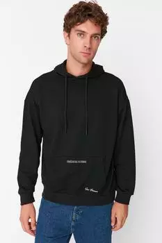 Толстовка - Черный - Oversize Trendyol, черный
